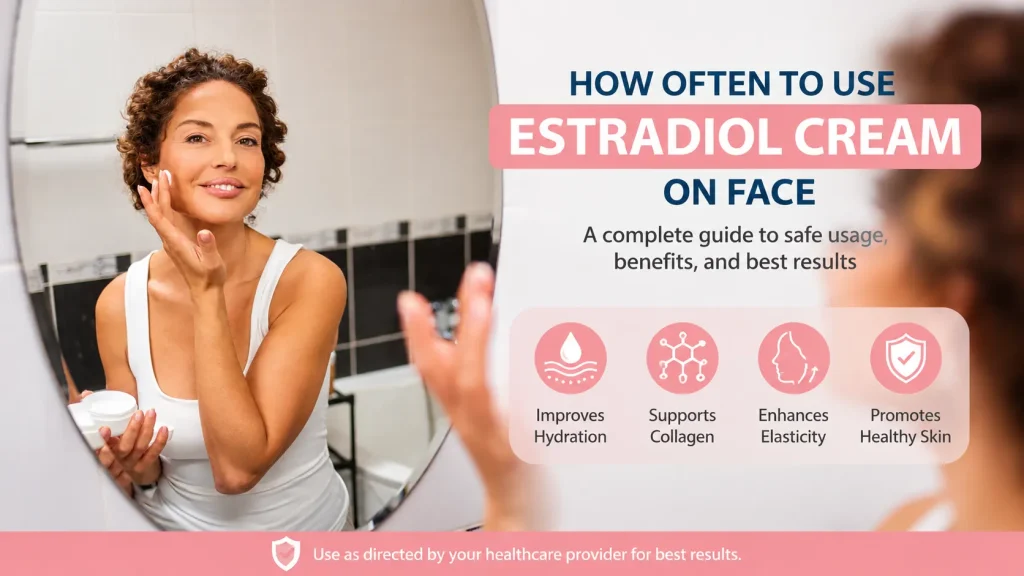 How often to use estradiol cream on face for menopause-related skin aging and improved skin hydration